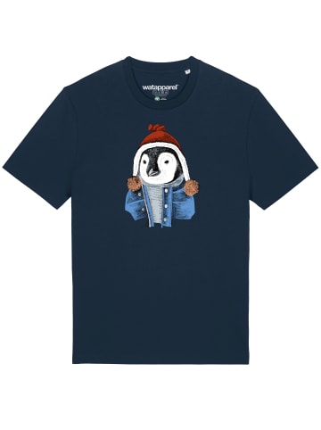 wat? Apparel T-Shirt Pinguin in Dunkelblau