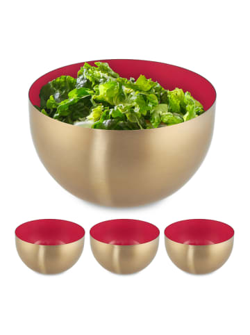 relaxdays 4 x Salatschüssel in Rot/ Gold - Ø 15 cm