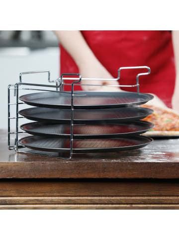 relaxdays 4er Set Pizzablech in Anthrazit