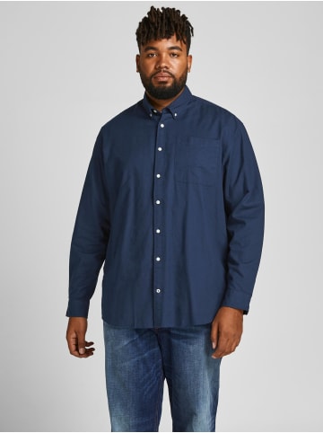 Jack & Jones Einfarbiges Plus Size Hemd Übergrößen Business Shirt JJEOXFORD in Dunkelblau