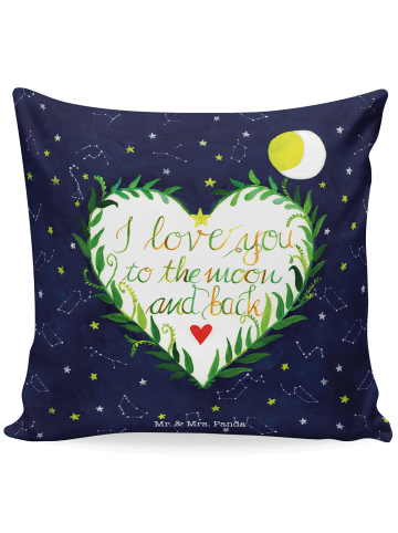 Mr. & Mrs. Panda 40x40 Kissen Love u to the moon & back mit Spruch in Bunt