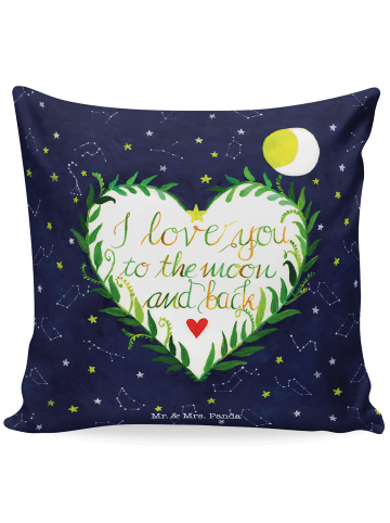 Mr. & Mrs. Panda Dekokissen Love u to the moon & back mit Spruch in Bunt