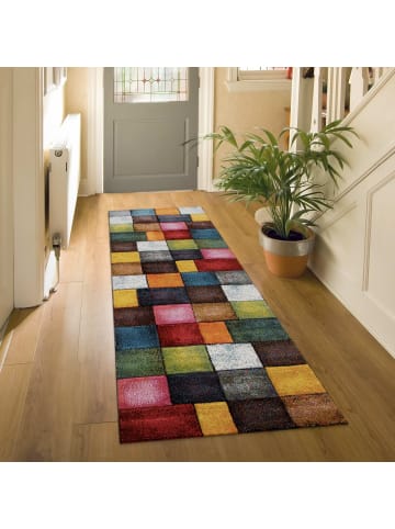 KADIMA DESIGN Teppich Kurzflor Karos Wohnzimmer schmutzabweisend in Mehrfarbig