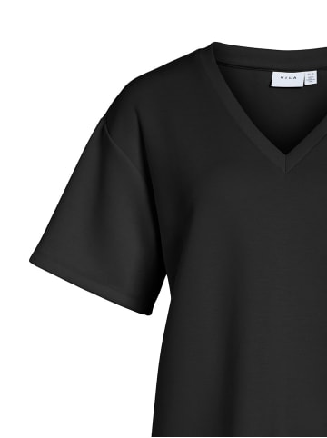 Vila V-Ausschnitt T-Shirt mit kurzen Ärmeln in Übergröße in Schwarz