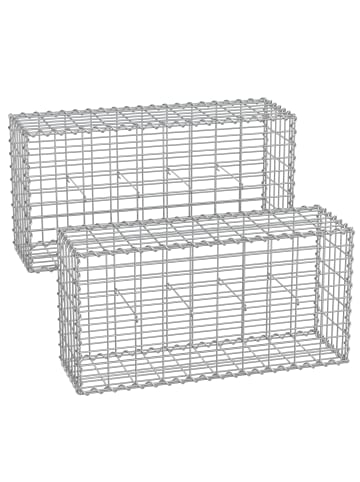 SONGMICS 2er-Set: Gabionen in Silbern - (B)100 x (H)50 x (T)30 cm