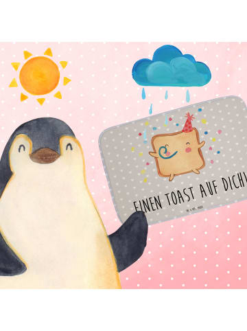 Mr. & Mrs. Panda Badteppich Toast Party mit Spruch in Grau Pastell