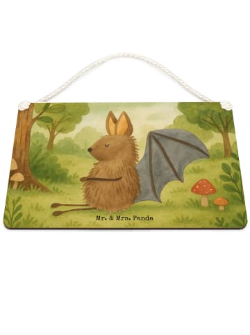 Mr. & Mrs. Panda Schild Fledermaus Sitzen Design ohne Spruch in Weiß
