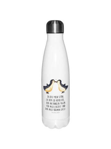 Mr. & Mrs. Panda Thermo-Trinkflasche Pinguin Liebe mit Spruch in Weiß