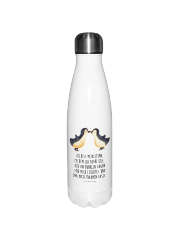 Mr. & Mrs. Panda Thermosflasche Pinguin Liebe mit Spruch in Weiß