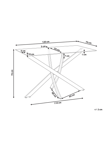 Beliani Esszimmertisch MARAMO in Silber - (W) 70 x (H) 76 x (L) 120 cm