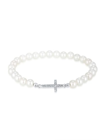 Elli Armband 925 Sterling Silber Kreuz in Weiß