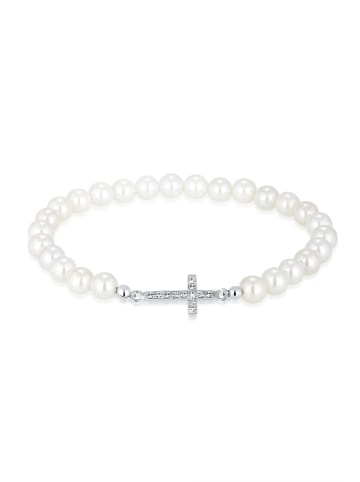 Elli Armband 925 Sterling Silber Kreuz in Weiß