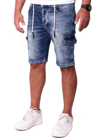 RESLAD Jeans Shorts Cargo-Shorts Sweatjeans in blau