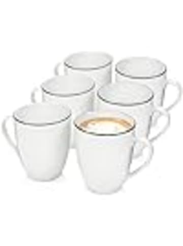 Sänger 6-tlg. Kaffeebecher Set Marlo Black Rim in Weiß aus Porzellan