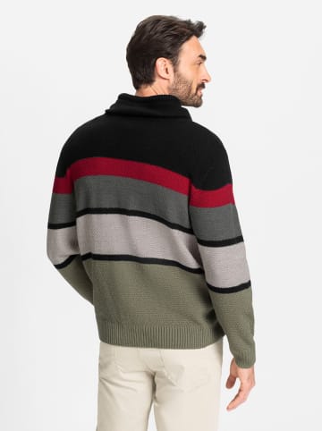 WITT WEIDEN Rollkragenpullover in schwarz-khaki-gestreift