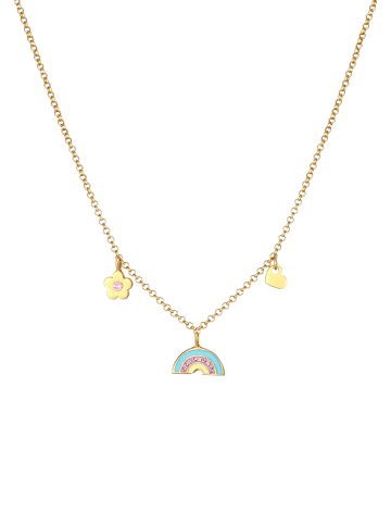 Elli Halskette 925 Sterling Silber Blume, Herz, Regenbogen in Gold