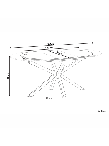 Beliani Esszimmertisch MACQUARIE in Braun/Schwarz - (W) 90 x (H) 75 x (L) 140 cm