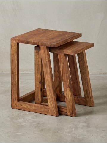 KADIMA DESIGN Beistelltisch 2er-Set | Sheesham, Massivholz, Eckig