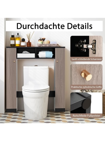 COSTWAY Toilettenschrank Bad Überbauschrank in Braun