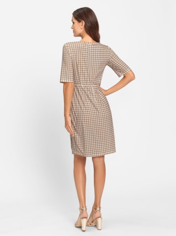 Heine Jersey-Kleid in ecru-camel Pepita