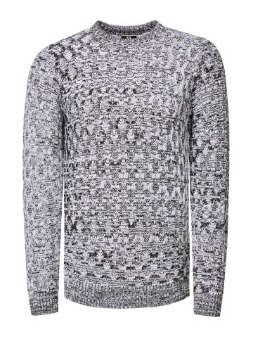 Rusty Neal Used-Look Karomuster Rundhals-Pullover in Weiß
