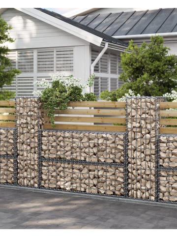 SONGMICS 3er-Set: Gabione in Silber - (B)100 x (H)30 x (T)30 cm