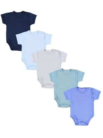 TupTam Baby Jungen Kurzarm Wickelbody 5er Set in blau
