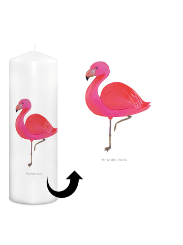 Mr. & Mrs. Panda Stumpenkerze Flamingo Classic ohne Spruch in Weiß