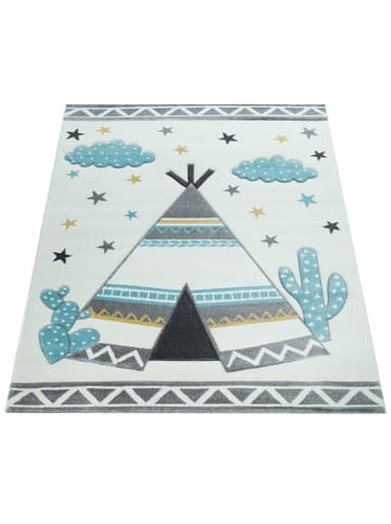 KADIMA DESIGN Kinderteppich Tipi‑Muster Kinderzimmer schmutzabweisend in Creme