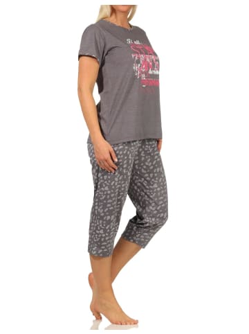 NORMANN kurzarm Capri Schlafanzug und langer Caprihose - 66881 in grau