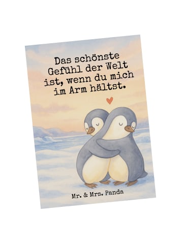 Mr. & Mrs. Panda Fotokarte Pinguine Kuscheln Design mit Spruch in Weiß