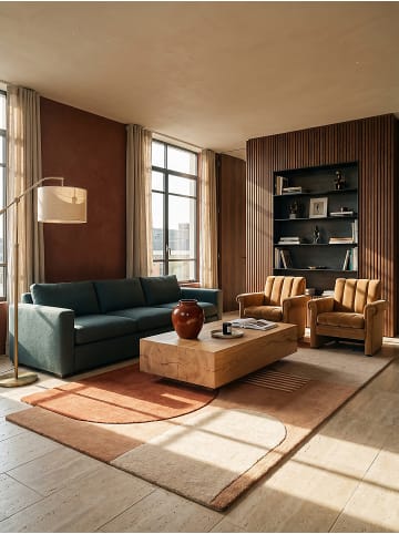 KADIMA DESIGN HALLEIN Wohnzimmerteppich 200x290 Terrakotta Wolle Kurzflor XXL in Terrakotta