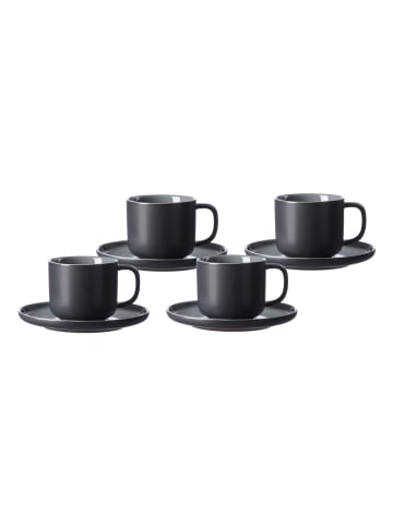 Ritzenhoff & Breker 4er Set Kaffeetassen mit Untertassen Jasper in – 240 ml in Schwarz