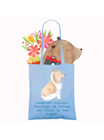 Mr. & Mrs. Panda Shopper Langhaar Collie Treue mit Spruch in Sky Blue