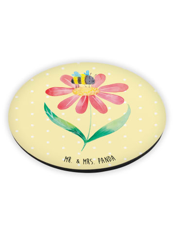 Mr. & Mrs. Panda Rund Magnet Hummel Blume ohne Spruch in Gelb Pastell