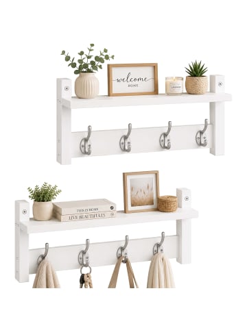 relaxdays 2 x Wandgarderobe in Weiß - (B)40 x (H)19,5 x (T)11 cm