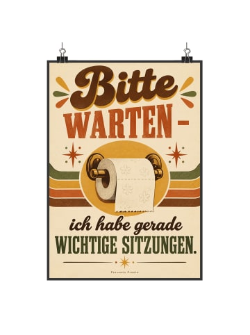 Poster Toilettenpapierrolle nostalgisch Design ... in Weiß