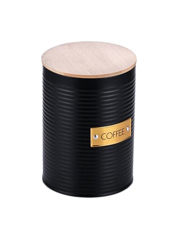 relaxdays Kaffeedose in Schwarz/ Natur - (H)16 x Ø 11 cm