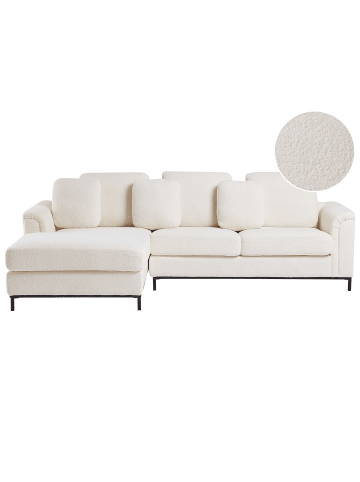 Beliani Ecksofa OSLO in Weiß/Schwarz - (W) 270 x (H) 64 x (L) 151 cm rechtsseitig