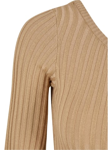 Urban Classics Urban Classics Damen Ladies Short Rib Knit One Sleeve Sweater in unionbeige