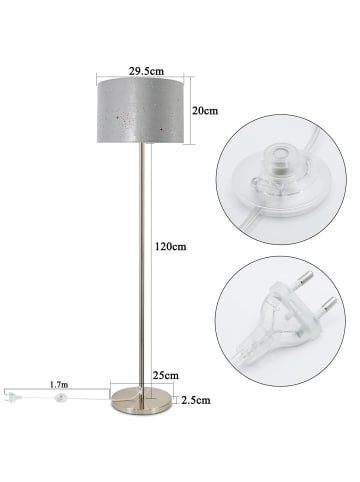 ZMH Stehlampe in grau E27 H 144cm Sternenhimmel Design