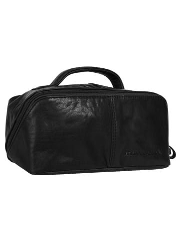 SPIKES & SPARROW Kulturtasche echt Leder in schwarz