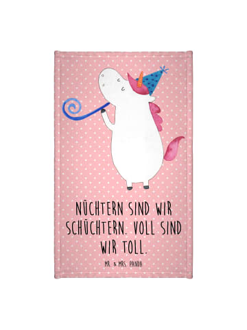 Mr. & Mrs. Panda Gästehandtuch Einhorn Party mit Spruch in Rot Pastell