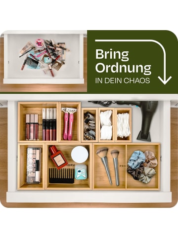 Praknu Schubladen Organizer Box 8er Set - Aus nachhaltigem FSC Bambus Holz -