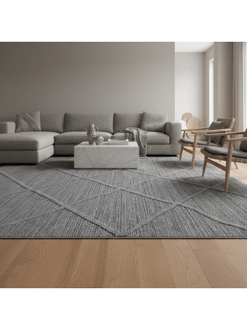 KADIMA DESIGN Teppich Outdoor Flachgewebe Boho-Muster Polypropylen Terrasse in Grau