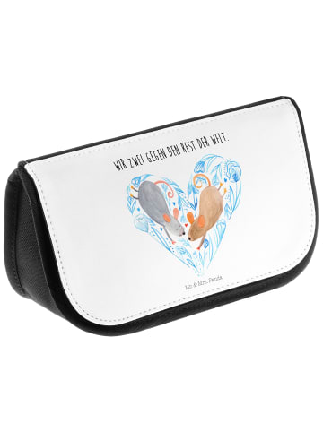 Mr. & Mrs. Panda Kosmetiktasche Mäuse Herz mit Spruch in Weiß