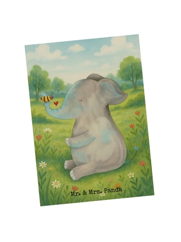 Mr. & Mrs. Panda Postkarte Elefant Biene Design ohne Spruch in Weiß