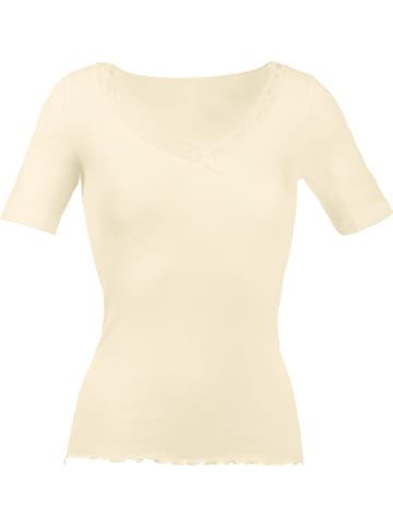 Nina von C. Seide, Spitze, Wolle, Feinripp Unterhemd, 1/2-Arm in creme