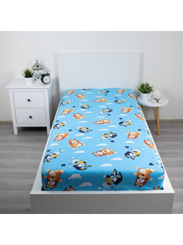 COFI 1453 Bluey Spannbettlaken 90 × 200 cm aus Baumwolle mit Gummizug in Blau