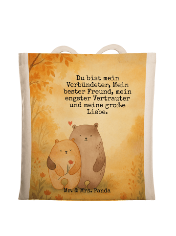 Mr. & Mrs. Panda Tragetasche Bären Liebe Design mit Spruch in Weiß